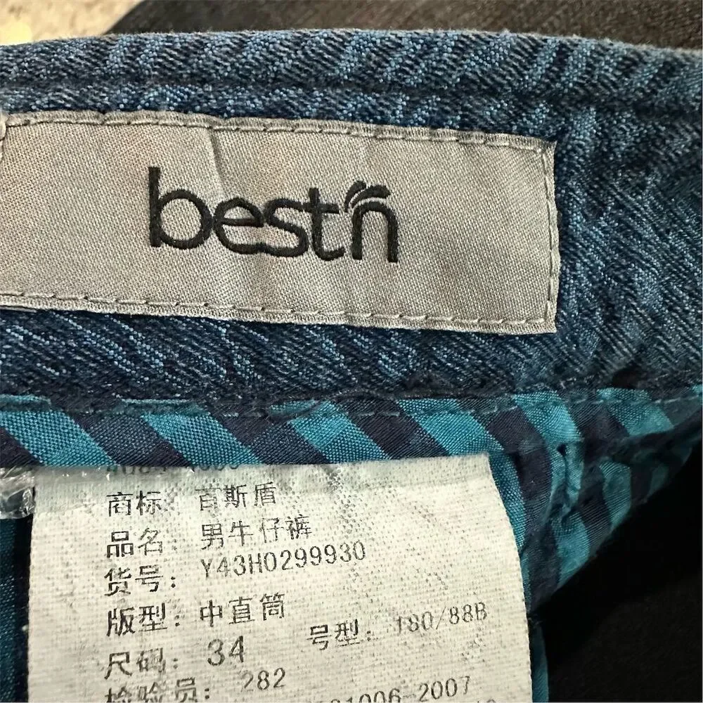 Bestn‎ Men's Slim Fit Black Faded Jeans Size 34 Denim 5-Pocket